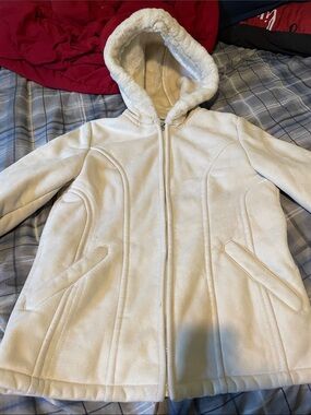Braetan Cream Hooded Teddy Coat with Faux-Shearling Trim